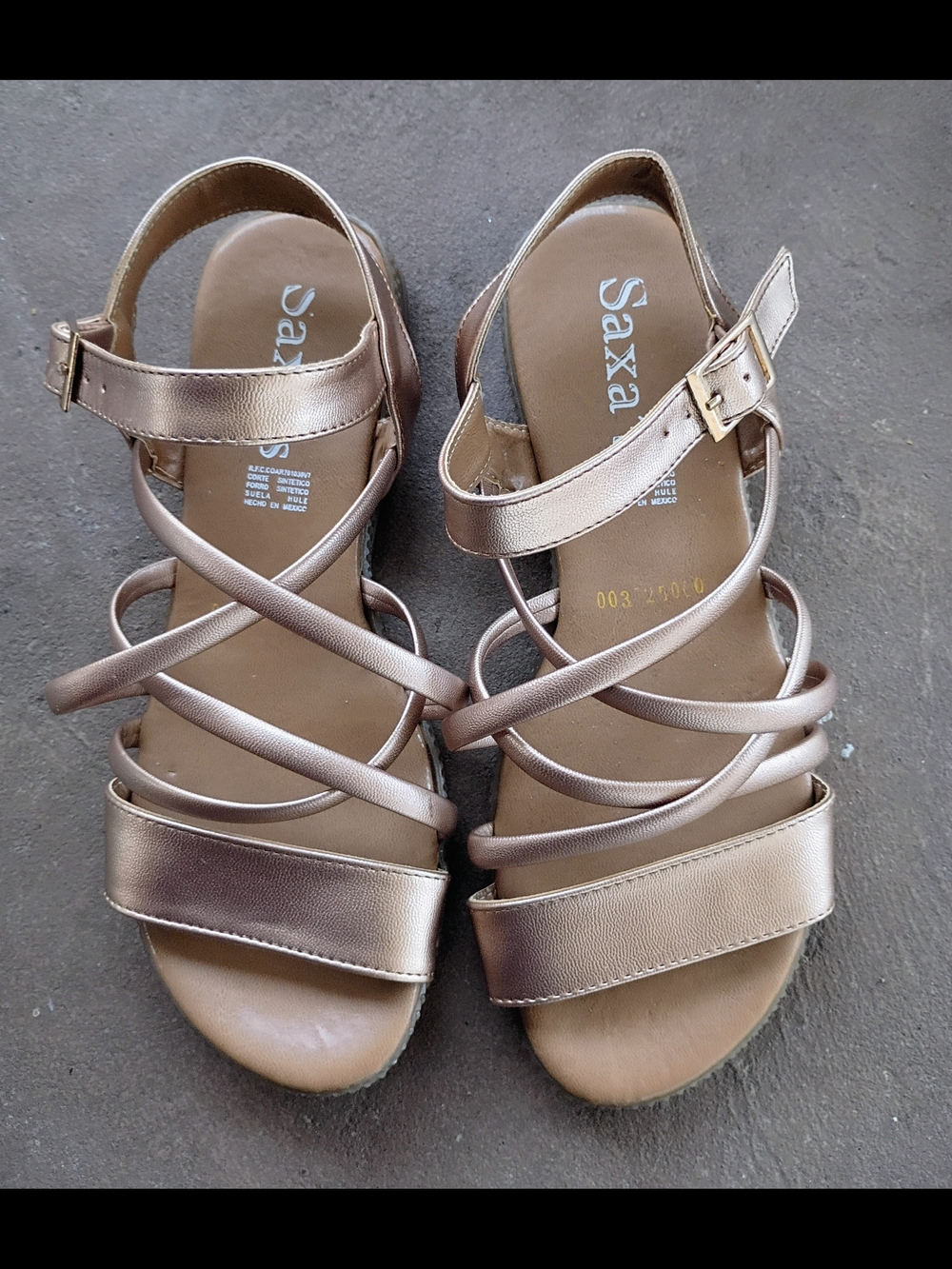 Metallic Rose Gold Strappy Flat Sandals